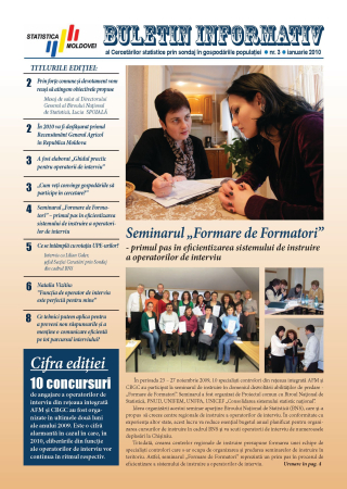 Buletin informativ al Cercetărilor prin sondaj în gospodăriile populaţiei nr.3