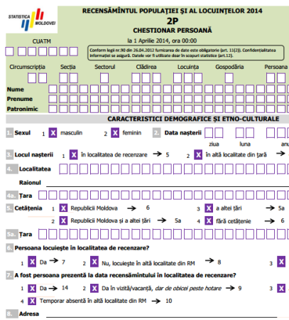 Chestionarele pentru Recensămîntul populației și al locuințelor 2014 plasate pe pagina web
