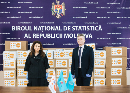 UNFPA Moldova donated a lot of masks, gloves, and disinfectants for the employees of the National Bureau of Statistics