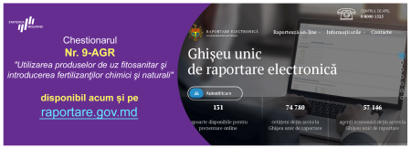 Chestionarul nr. 9-AGR disponibil în Ghișeul unic de raportare electronică